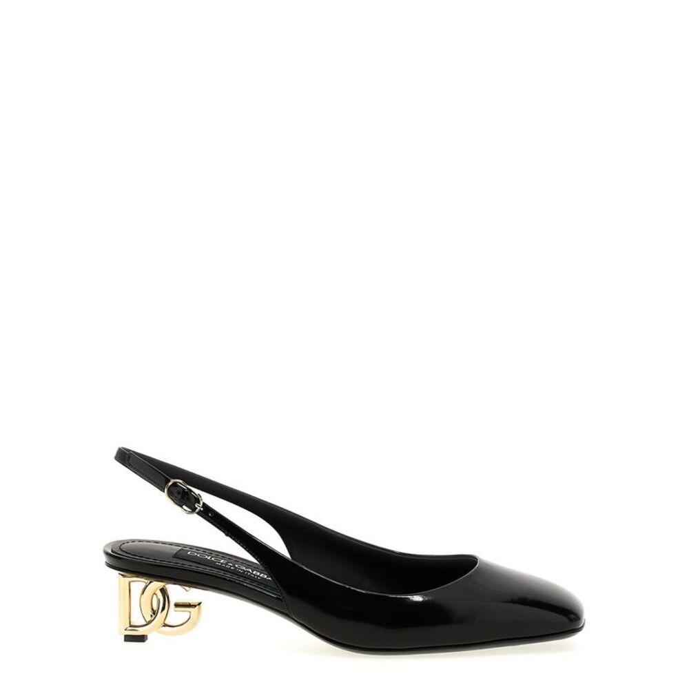 Dolce & Gabbana Black Calfskin Mid Heel Women's Pumps